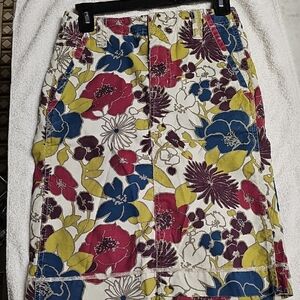 Eddie Bauer Floral Pencil Skirt in White with Blue, Pink & Green